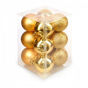 Набор елочных шаров Ausini HE20248-63-3 золото 6 см 12 шт