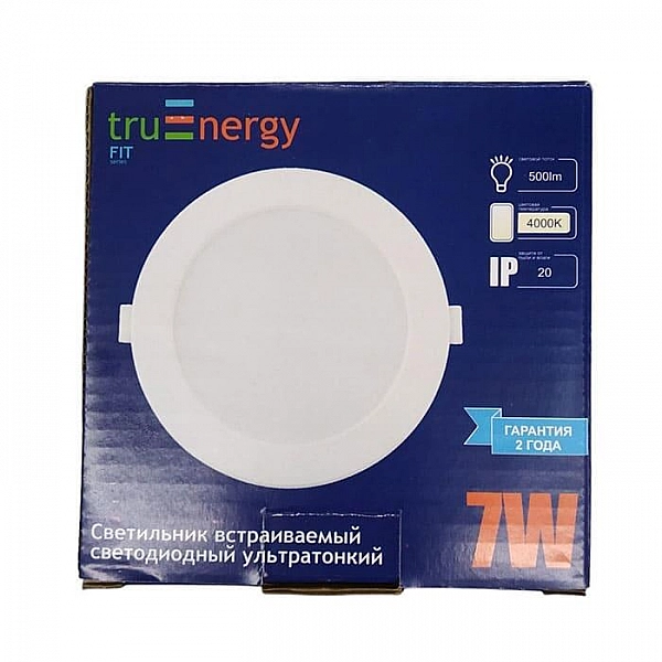 Светильник светодиодный Truenergy Fit 10081 ультратонкий 7W 4000K IP20 круг пластик белый
