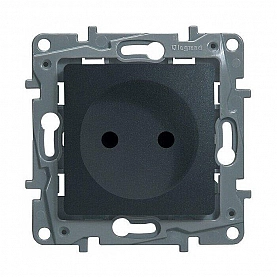 Розетка Legrand Etika 672634 2P без заземления со шторками антрацит