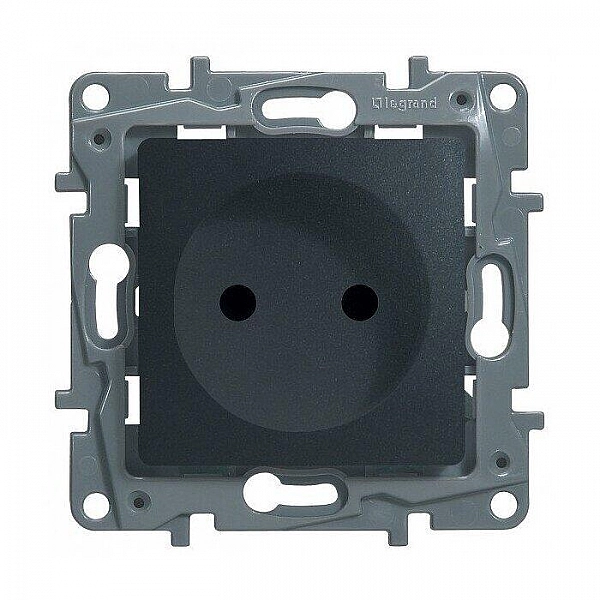 Розетка Legrand Etika 672634 2P без заземления со шторками антрацит