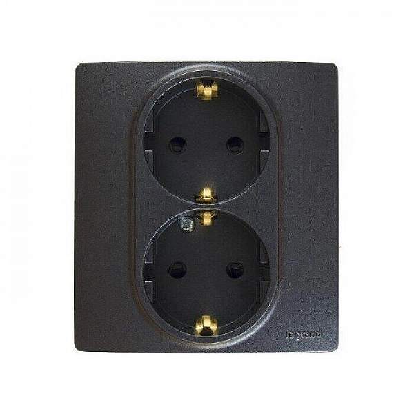 Розетка Legrand Etika 672623 2*2К+3 с заземлением антрацит
