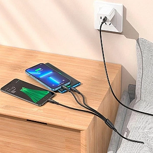 Кабель Borofone 84543 BX71 3в1 Lightning+Micro+Type-C 1 м черный. Изображение - 1