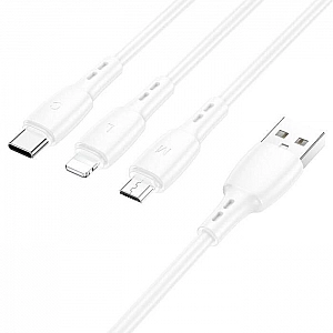 Кабель Borofone 84550 BX71 3в1 Lightning+Micro+Type-C 1 м белый