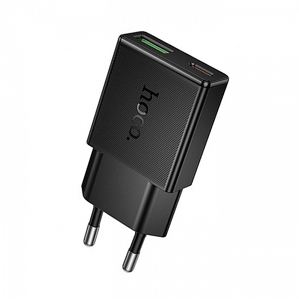 Сетевое зарядное устройство hoco N73 61157 два порта Type-C и USB PD20W+QC3.0 черный