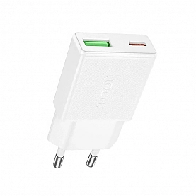 Сетевое зарядное устройство hoco N73 61164 два порта Type-C и USB PD20W+QC3.0 белый