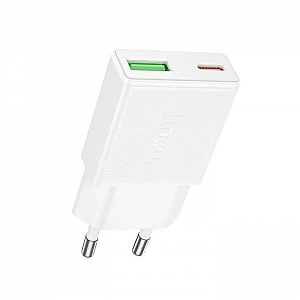 Сетевое зарядное устройство hoco N73 61164 два порта Type-C и USB PD20W+QC3.0 белый