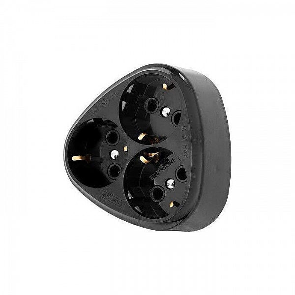 Разветвитель Bylectrica РВ16-259 3 гнезда с заземлением черный