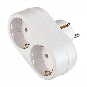 Разветвитель Electraline 55072 2 гнезда с заземлением 16A белый