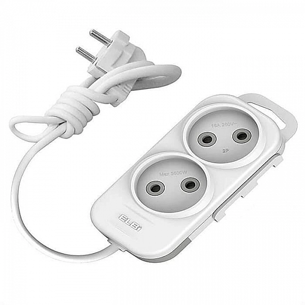 Удлинитель EL-BI Myra 527-110202-260 2 гнезда без заземления 2 м белый