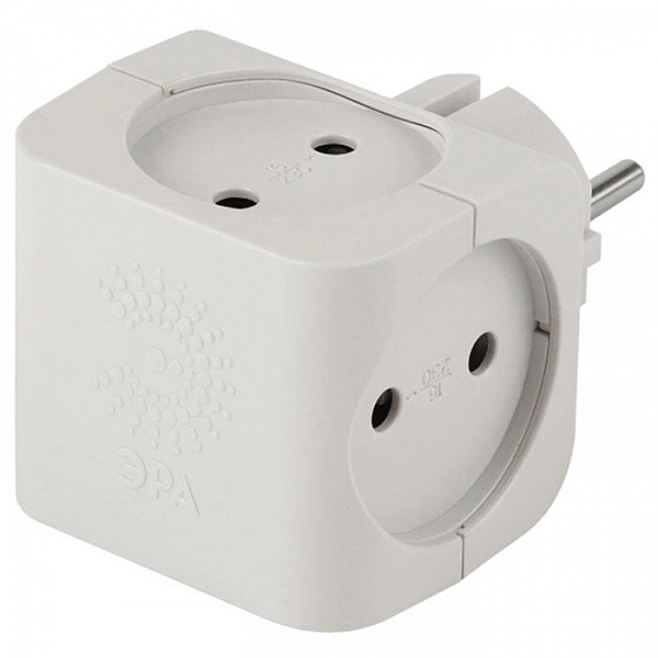 Тройник ЭРА SP-4-W 4 гнезда без заземления белый