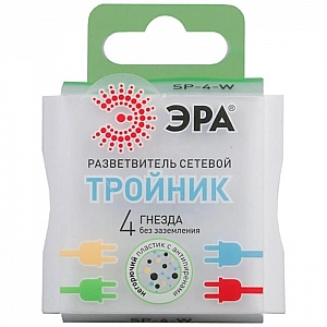 Тройник ЭРА SP-4-W 4 гнезда без заземления белый. Изображение - 2
