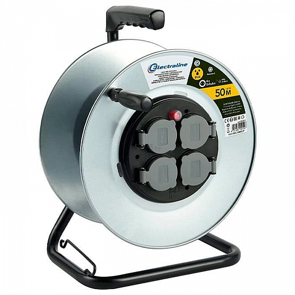 Удлинитель на катушке Electraline 94012 4 гнезда без кабеля