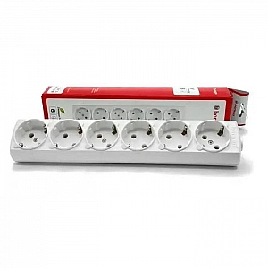 Колодка Borsan BR-1556-0 6 гнезд с заземлением белая