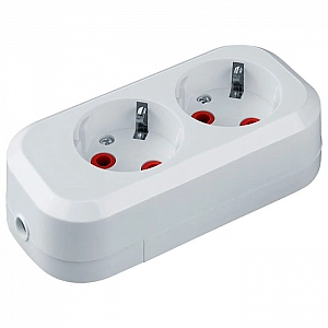 Колодка Navigator 61 582 NCA-BL01-02-E-WH 2 гнезда с зазелением