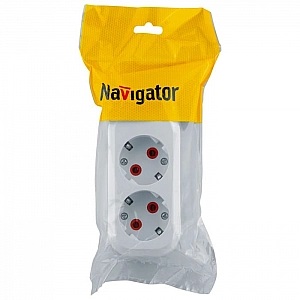 Колодка Navigator 61 582 NCA-BL01-02-E-WH 2 гнезда с зазелением. Изображение - 2