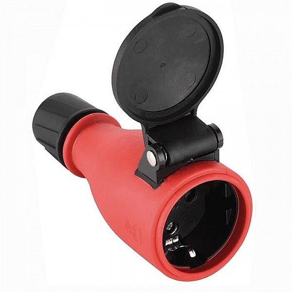 Розетка Electraline 55083 16А 250В евро штепсельная брызгозащищенная красная/черная