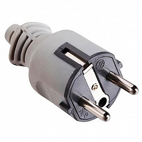 Вилка Electraline 55028 евро прямой ввод серая-черная