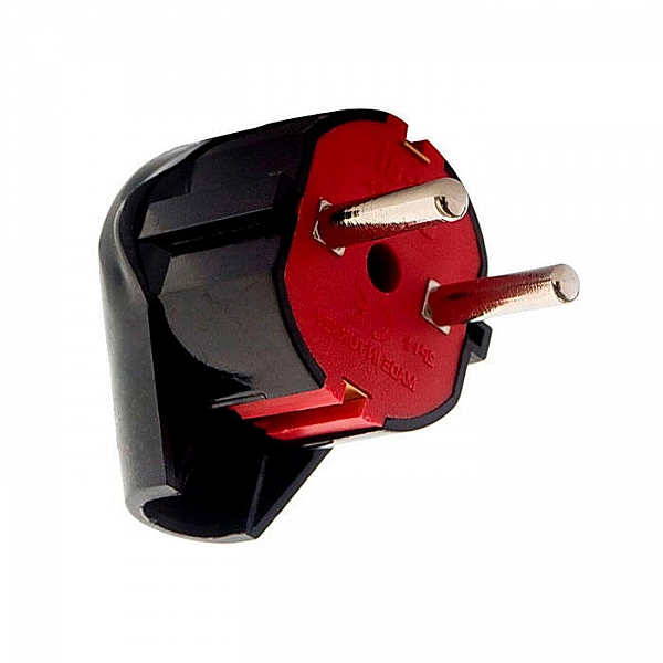 Вилка EL-BI 505-001321-820 с заземлением угловая черно-красная