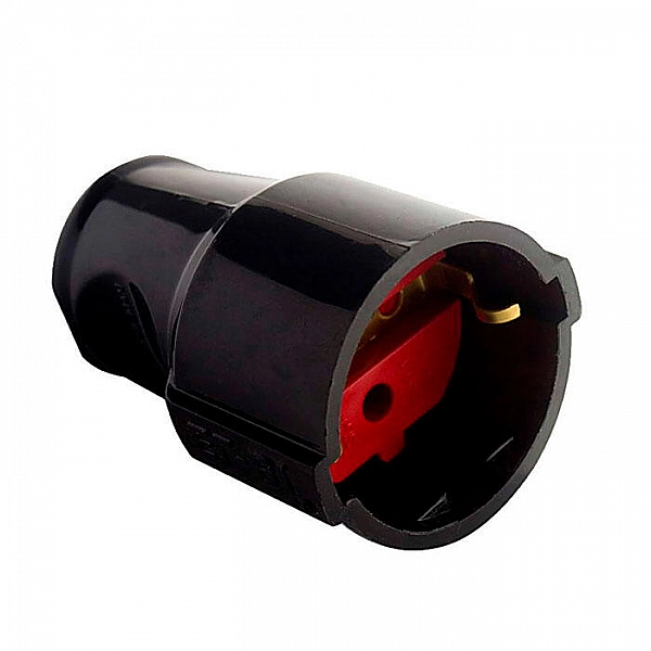 Розетка EL-BI 505-000821-812 с заземлением черно-красная