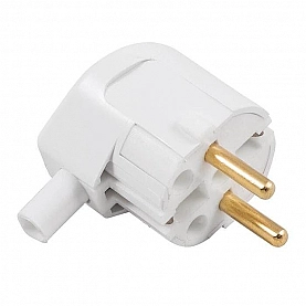 Вилка В16-002 УХЛ4 с боковым выводом провода с заземлением белая