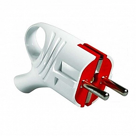 Вилка EL-BI 505-000111-800 с заземлением угловая с кольцом бело-красная