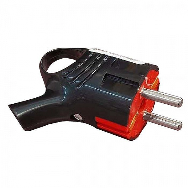 Вилка EL-BI 505-000121-800 с заземлением угловая с кольцом черно-красная