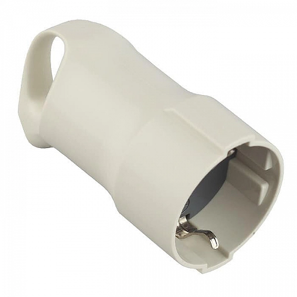 Розетка ЭРА R3 кабельная с заземлением 16A с кольцом непрямой ввод белая