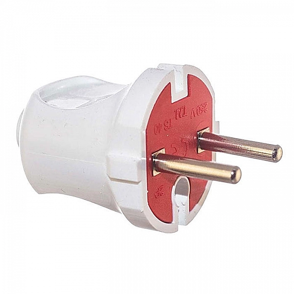 Вилка EL-BI 505-000601-810 без заземления бело-красная