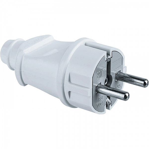 Вилка Navigator 61 359 NCA-PL02-16A-E-WH прямая с заземлением белая