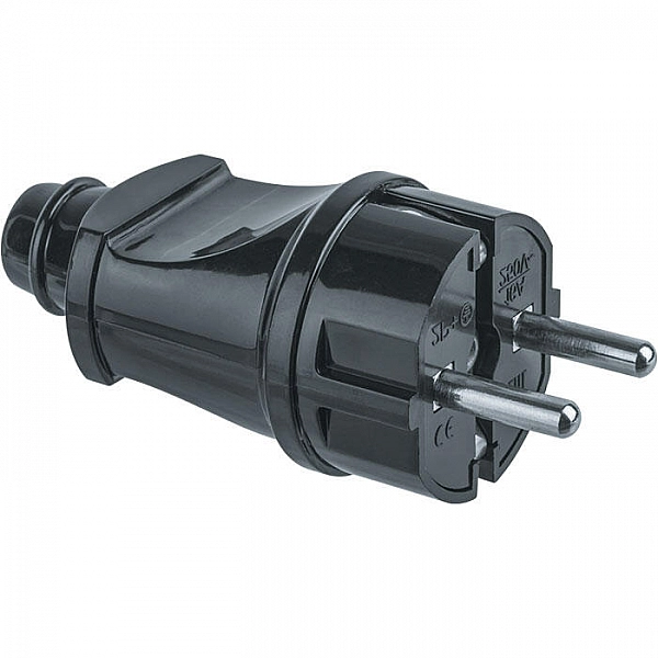 Вилка Navigator 61 360 NCA-PL02-16A-E-BL прямая с заземлением черная