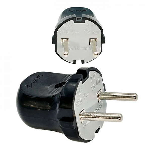 Вилка FAR F16 без заземления черная