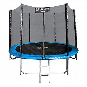 Батут Atlas Sport 8ft-3 pro Blue 252 см пружинный с защитной сеткой и лестницей
