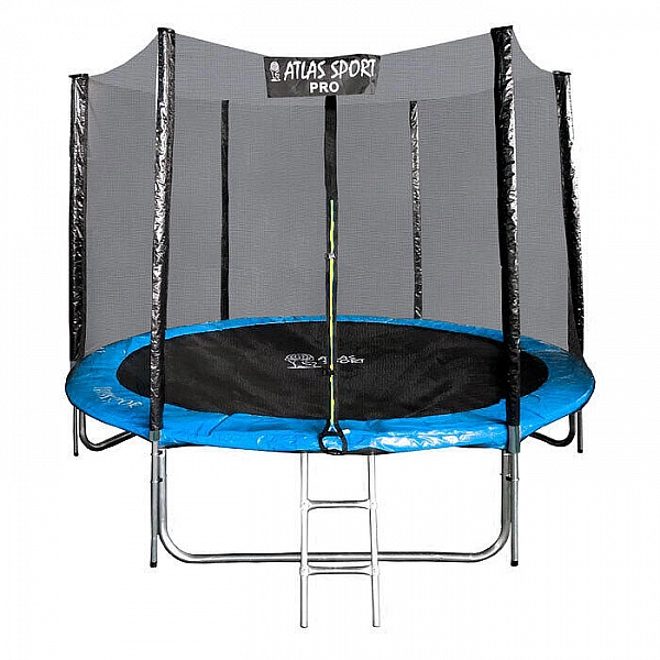 Батут Atlas Sport 8ft-3 pro Blue 252 см пружинный с защитной сеткой и лестницей