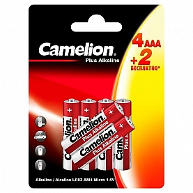 Батарейка Camelion Plus Alkaline LR03 4+2 15307 1.5В LR03-BP 6 шт