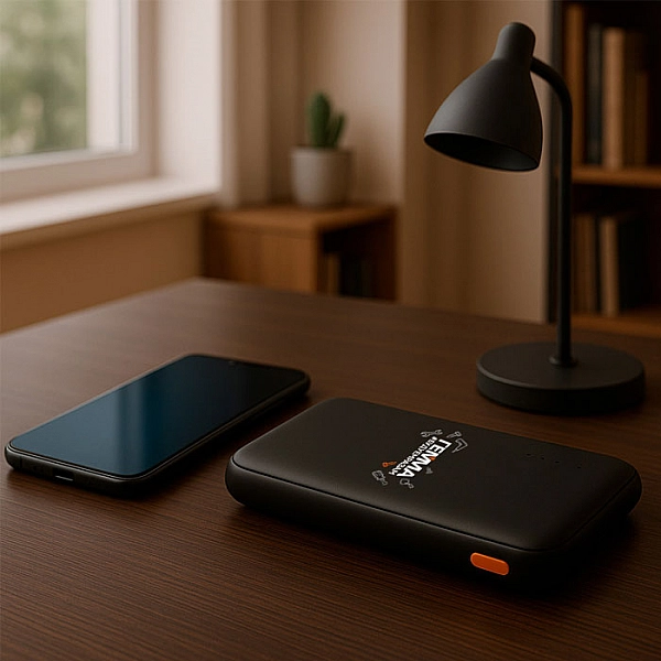 Внешний аккумулятор Monogramma Universal 10 000 mAh черный c логотипом Гемма