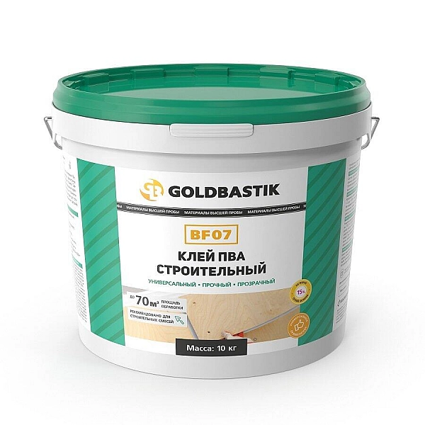 Клей Goldbastik BF 07 ПВА строительный 10 л прозрачный