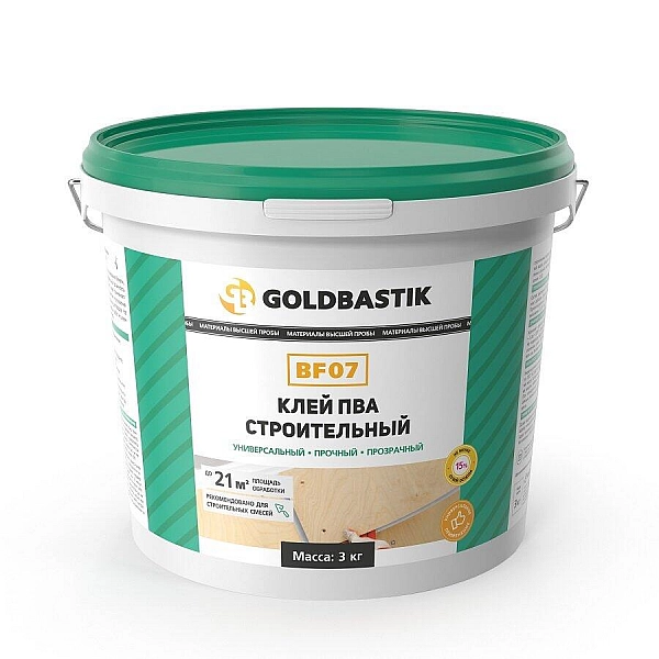 Клей Goldbastik BF 07 ПВА строительный 3 л прозрачный