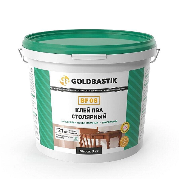 Клей Goldbastik BF 08 ПВА столярный 3 кг прозрачный