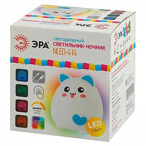 Ночник ЭРА Кот NLED-414-2W-BU с выключателем белый с синим. Изображение - 3