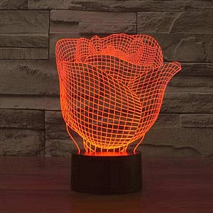 Ночник Camelion NL-401 Роза LED 3Вт RGB USB 3АА (в комплект не входят). Изображение - 3