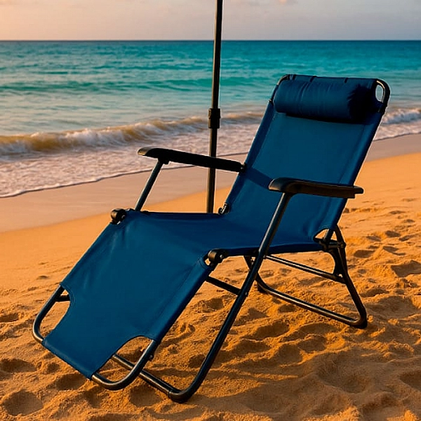 Шезлонг складной C3030 60*155*80 см цвет в ассортименте