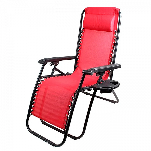 Складной шезлонг Ecos Люкс CHO-137-14 993160 с подставкой красный