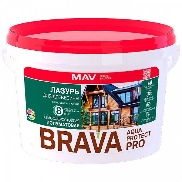 Лазурь MAV Brava Aqua Protect Pro бесцветная полуматовая 3 л