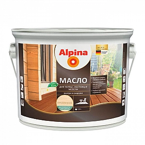УЦЕНКА Масло для террас лестниц и мебели Alpina 2 л алкидное шелковисто-глянцевое светло-серое