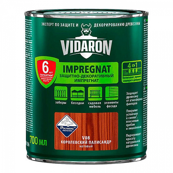 Пропитка для дерева Vidaron Impregnat V08 палисандр королевский 0.7 л