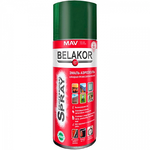 Эмаль-аэрозоль MAV Belakor 17 алкидная RAL 6005 зеленый мох глянцевая 520 мл