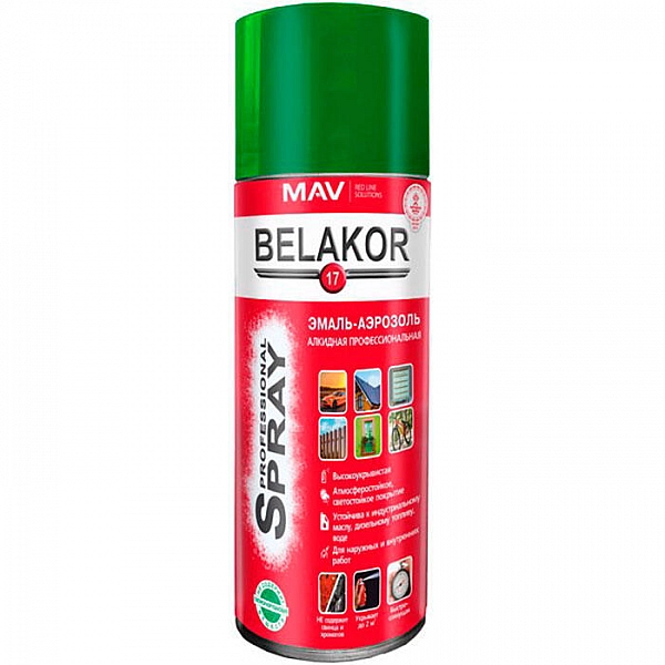 Эмаль-аэрозоль MAV Belakor 17 алкидная RAL 6029 мятно-зеленая глянцевая 520 мл
