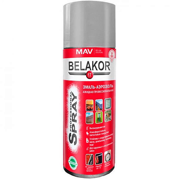 Эмаль-аэрозоль MAV Belakor 17 алкидная RAL 7001 серебристо-серая глянцевая 520 мл
