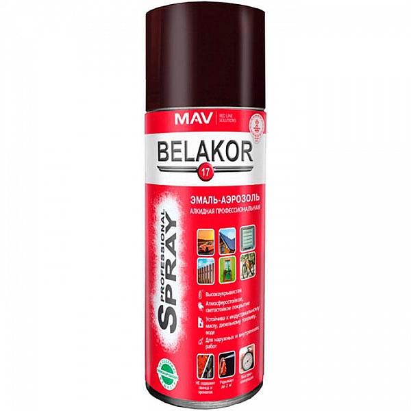 Эмаль-аэрозоль MAV Belakor 17 алкидная RAL 8017 шоколадно-коричневая глянцевая 520 мл