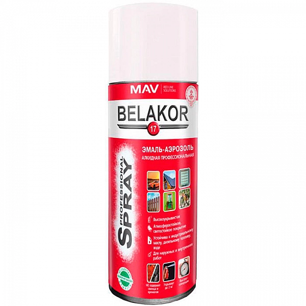 Эмаль-аэрозоль MAV Belakor 17 алкидная RAL 9003 сигнальная белая глянцевая 520 мл